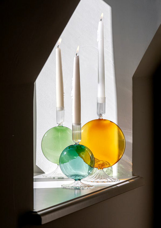 Portacandele in vetro color ambra Discoluce Rituali Domestici