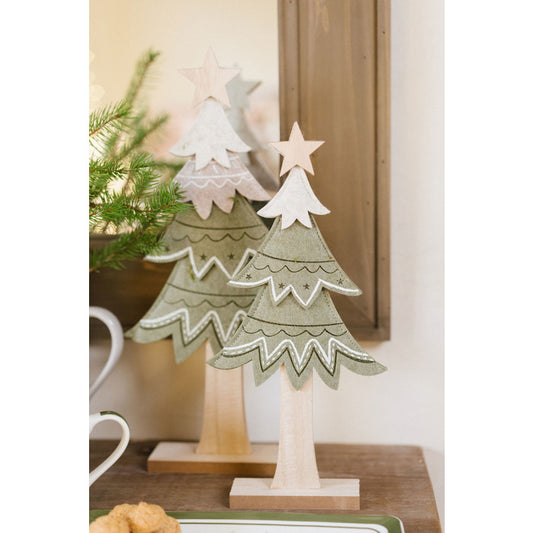Set 2 alberi in feltro con base in legno
h 32 - 41 cm