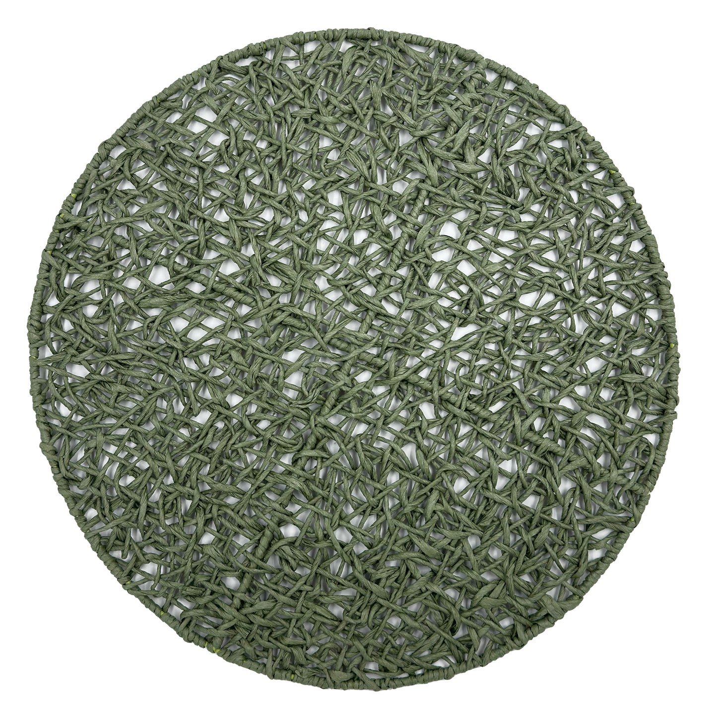 6 Sottopiatti Rafia Verde realizzati in rafia naturale intrecciato su un telaio in ferro Dimensioni: cm Ø 38. In negozio e online su tuttochic.it