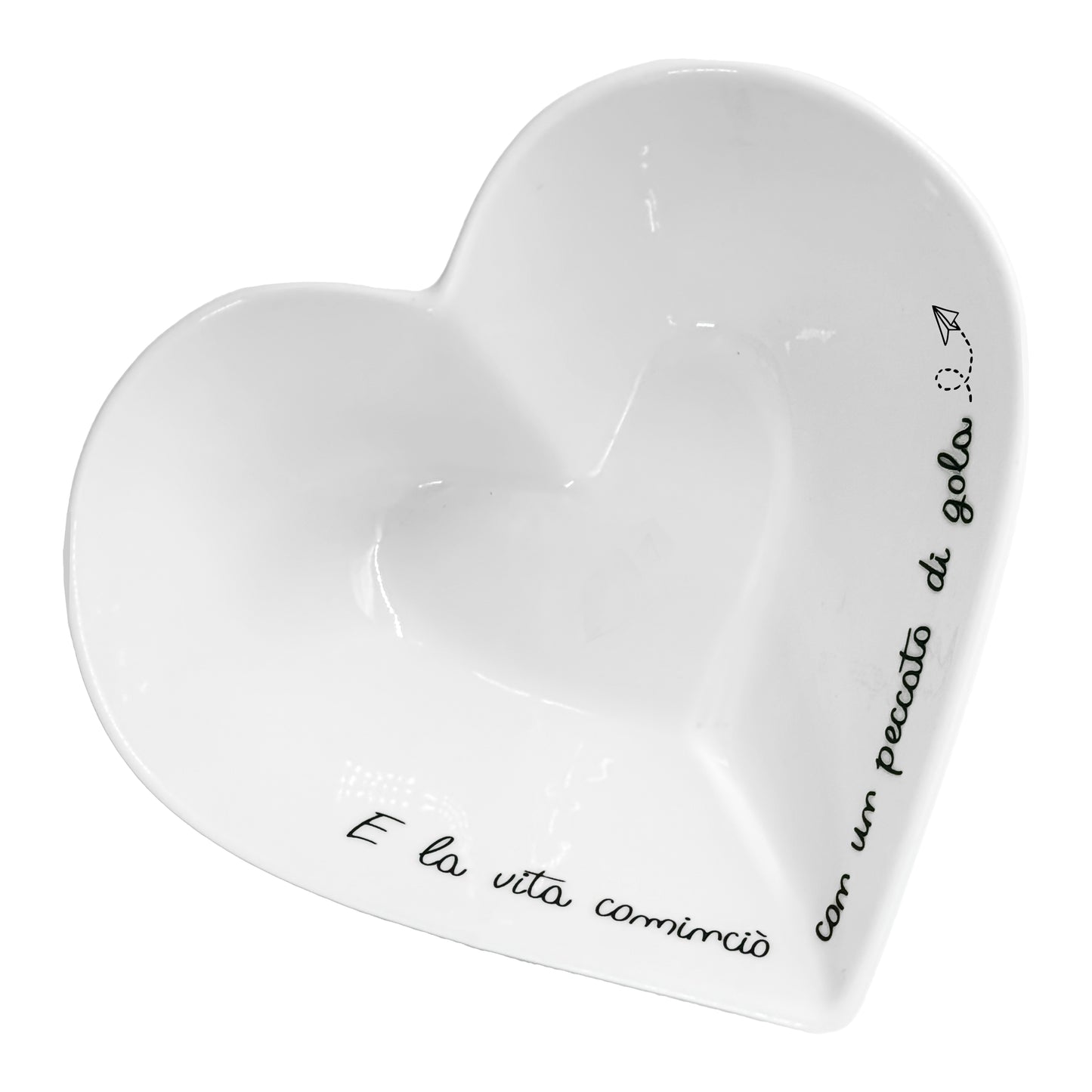 Coppetta a forma di cuore per alimenti in porcellana bianca decorata. cm Ø 13 x h 5,5. In negozio e online su tuttochic.it