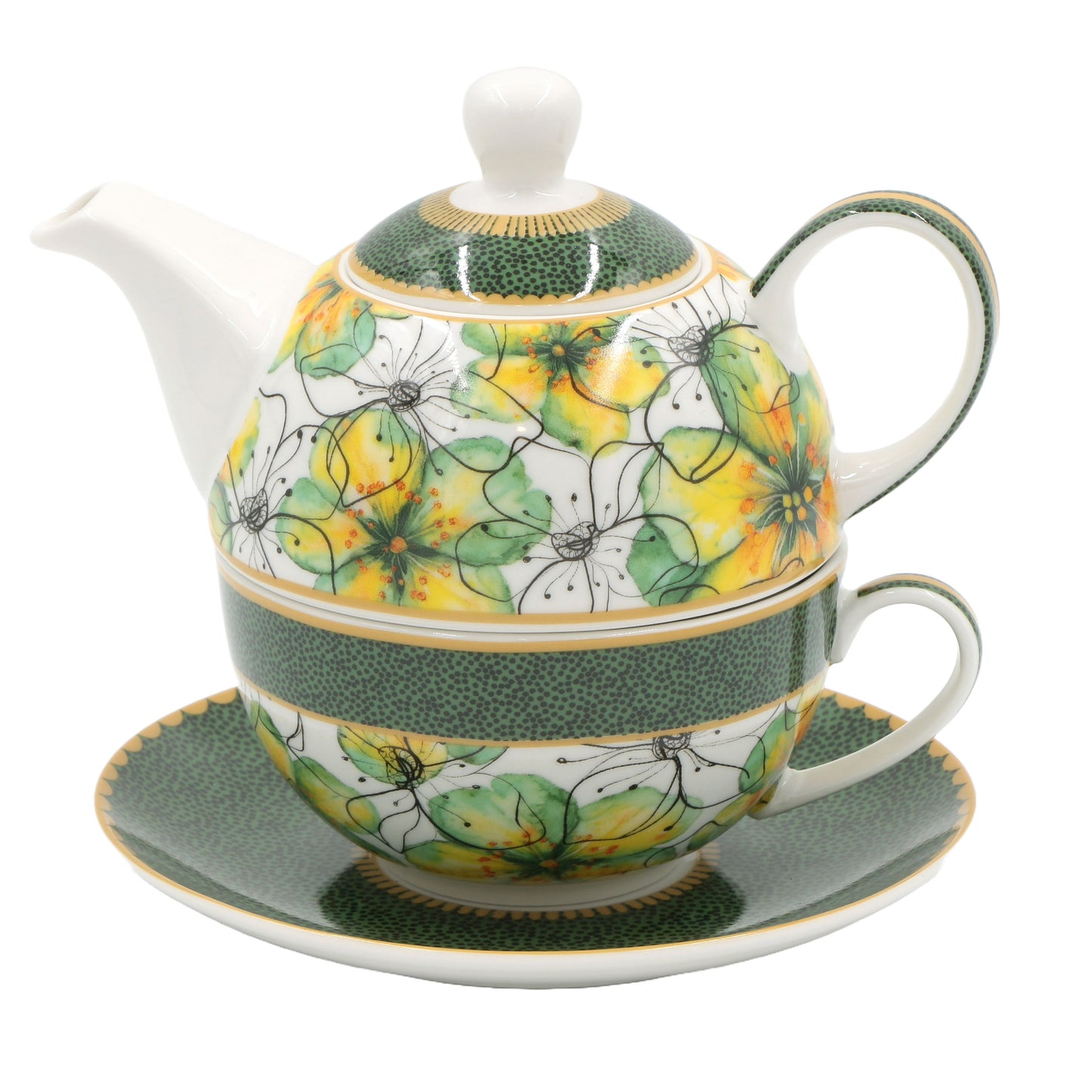 Set Tea for One 400 ml in porcellana – Rose & Tulipani – collezione Mirabilia – con tazza e confezione regalo