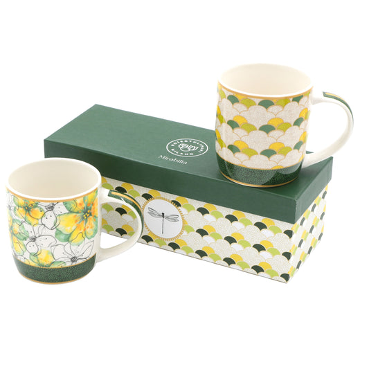 Set 2 mug in porcellana decorata – 350 ml – Rose & Tulipani – collezione Mirabilia – con confezione regalo