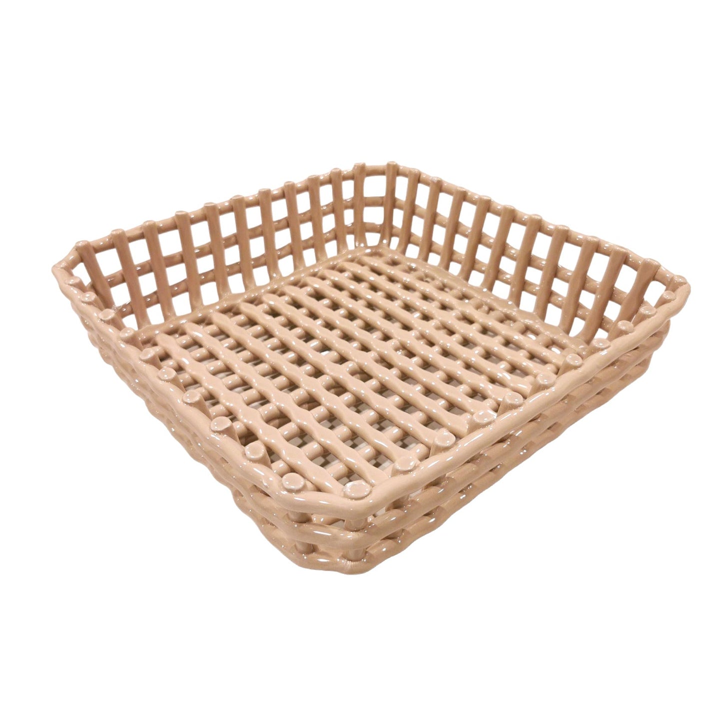 Centrotavola in porcellana fatto a mano di colore nocciola. "Collezione Catturata" di Rituali domestici Dimensioni: 21 x 21 x 8 h cm. In negozio e online su tuttochic.it
