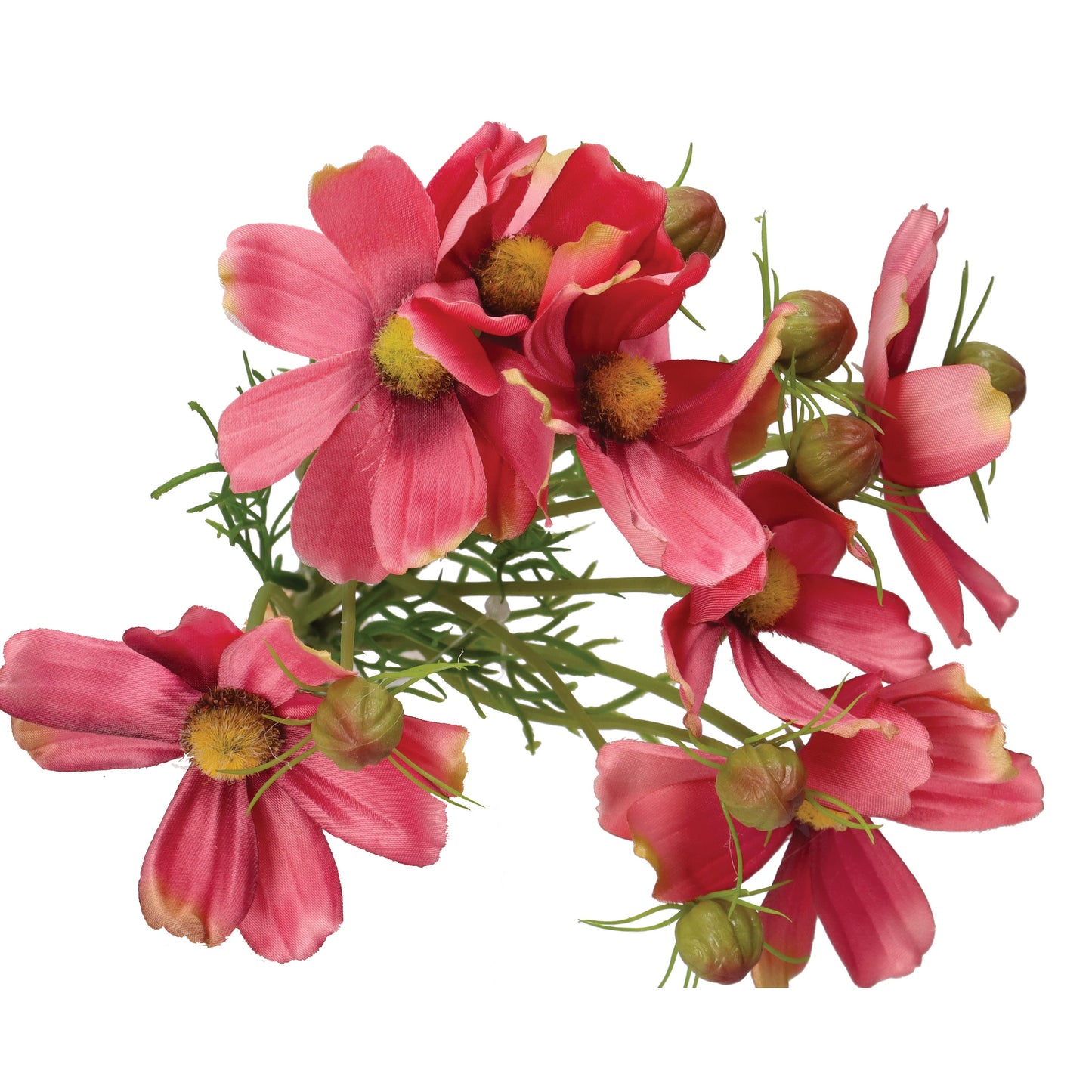 Mazzetto di fiori Cosmos artificiali di colore rosa, petali in tessuto e steli in plastica. Dimensioni: altezza cm 26. In negozio e online su tuttochic.it