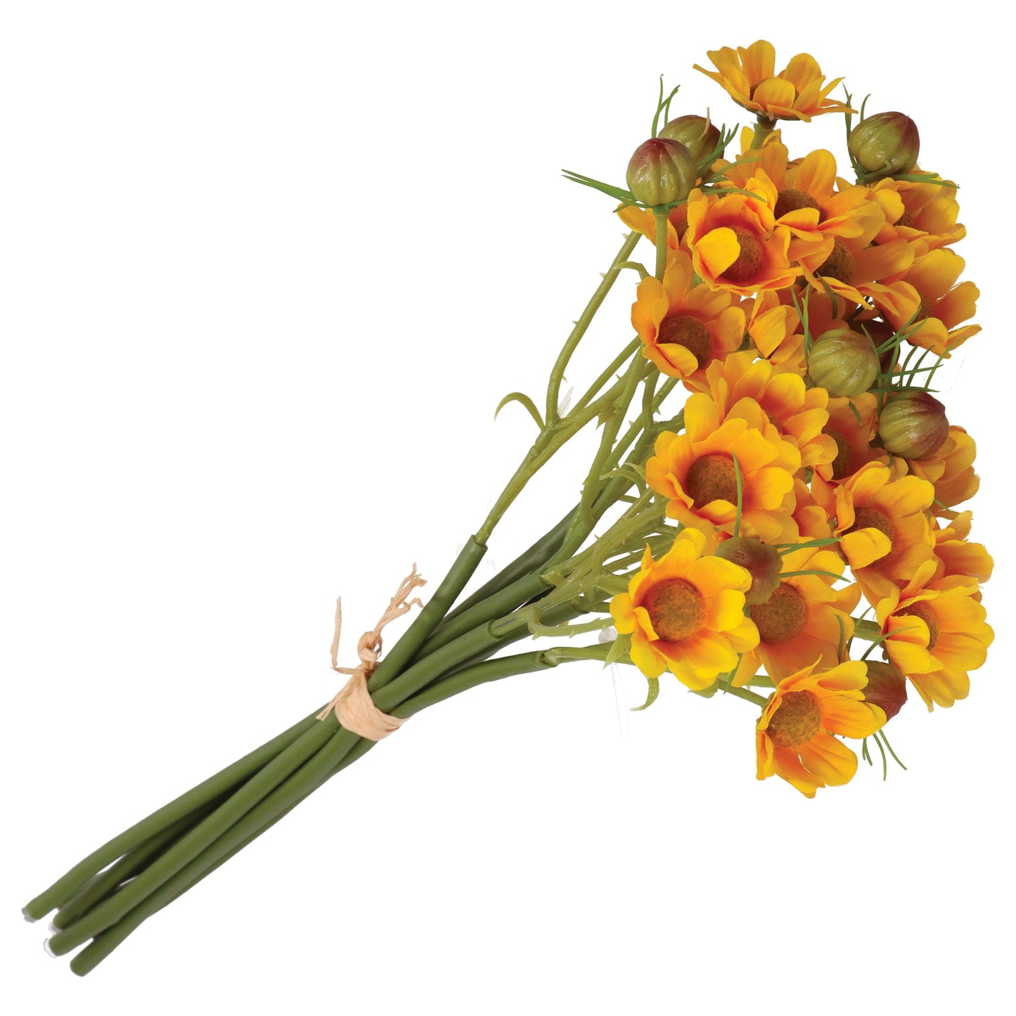 Mazzetto di margherite gialle artificiali, petali in tessuto steli in plastica. Dimensioni: altezza cm 29. In negozio e online su tuttochic.it