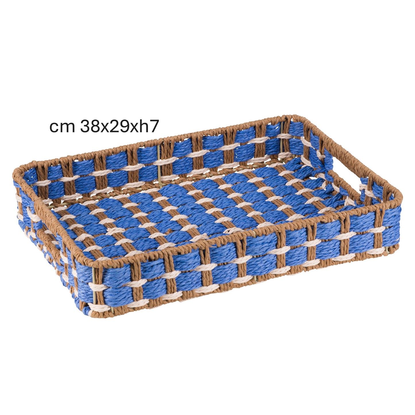 Set di 2 vassoi di dimensioni diverse blu/verde "INCARTA". Realizzati con intrecci di carta trattata e colorata intorno ad un telaio in metallo Dimensioni: cm 33 x 23.5 x 6 h - 38 x 29 x 7 h. In negozio e online su tuttochic.it