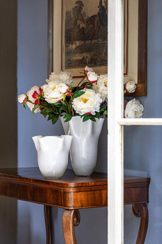 Set coordinato di vasi Tempo bianco misure M e L per arredamento living.