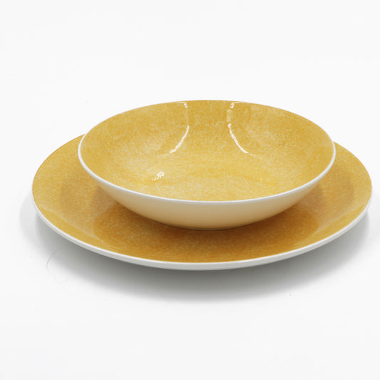 Set 18 piatti Pigmento Domino in porcellana decorata colorata