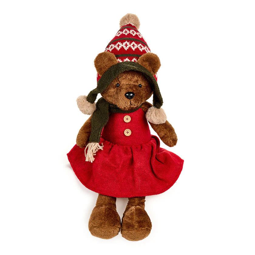 Vivi la magia del Natale con l'Orsa con vestito e Orso con sciarpa. Morbido e soffice, realizzato in poliestere e cotone, sarà il compagno perfetto per i tuoi momenti di relax. Dimensioni: altezza cm 68. In negozio e online su tuttochic.it