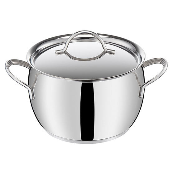 Pentola cm 24 con coperchio in acciaio inox 18/10. Dalla forma morbida e bombata, che evoca le tradizionali pentole di terracotta del passato, Armonia è caratterizzata dalla nuova robusta manicatura d'acciaio inossidabile e dai coperchi di nuova concezione. In negozio e online su tuttochic.it