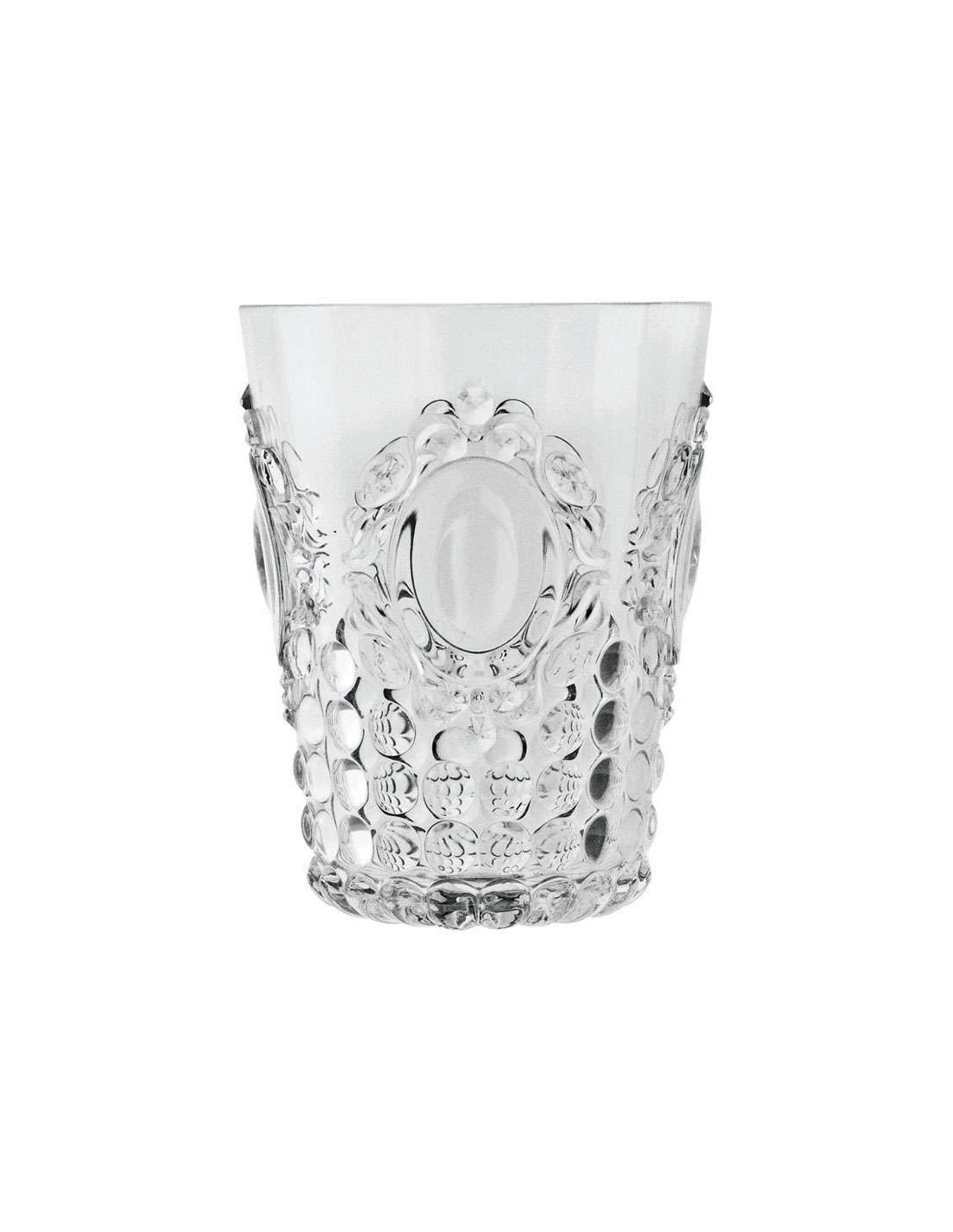 Set di 6 bicchieri Vino in acrilico trasparente della collezione ricercata e ricca Baroque & Rock. Opulente e fastosa, minuziosa in ogni suo dettaglio, originale nei profili ed enfatica. Dimensioni: Ø 8.5 cm, H 20 cm Lavabile in lavastoviglie, no microonde. In negozio e online su tuttochic.it