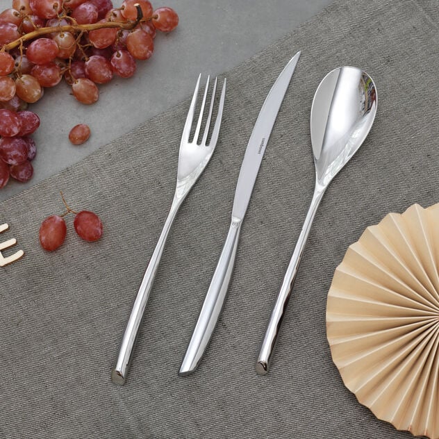 Set 12 forchette Sambonet Bamboo in acciaio inox lucido, design elegante ovale