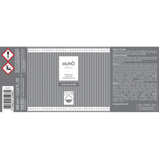 Prodotto profuma bucato concentrato da 400 m. Info sulla fragranza FIORI DI COTONE Fragranza delicata e soave con note di bergamotto unite ad un cuore fiorito di mughetto, vaniglia, ylang ylang e rosa. Note di fondo con fave di tonka, vaniglia, ambra e sandalo. In negozio e online su tuttochic.it