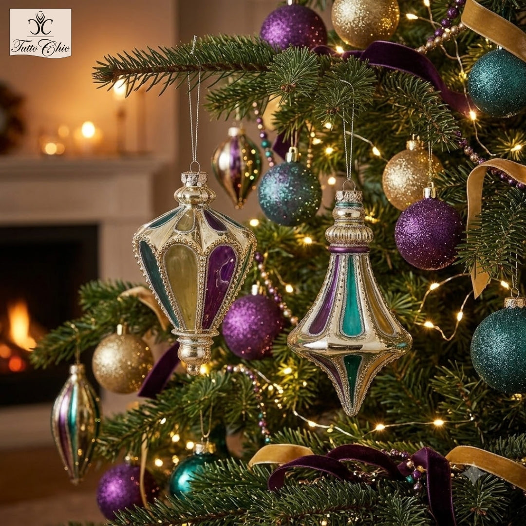 Decorazione per albero in vetro tile cm. 14 assortite. In negozio e online su tuttochic.it