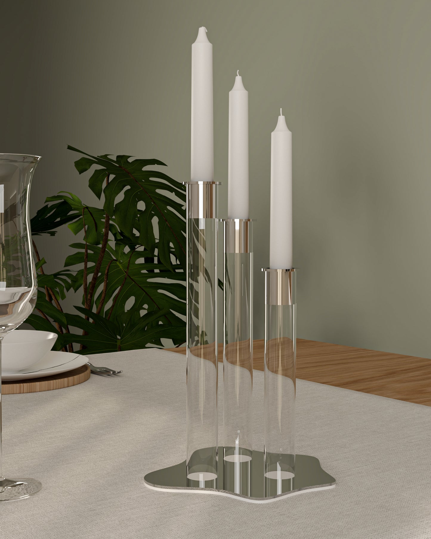 Flame Candeliere 3 Fuochi Argento