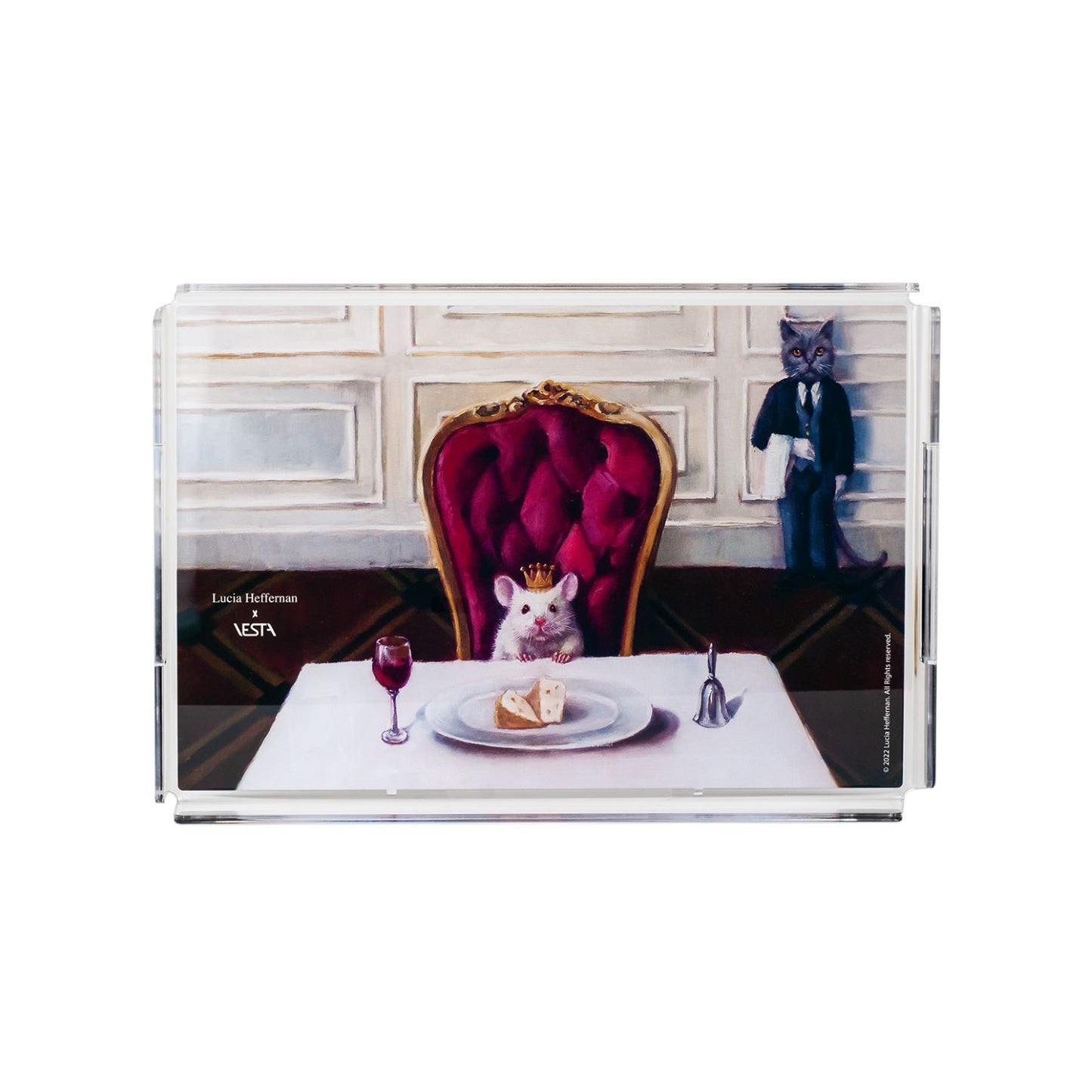 Vassoio in cristallo acrilico con decorazione retrospampata "Mouse King" Dimensioni: cm 32 x 22 x 3,5 h, spessore 5 mm. In negozio e online su tuttochic.it