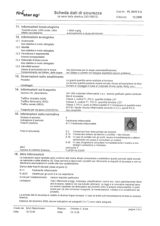 Cartuccia pasta combustibile per fonduta set 3 pezzi