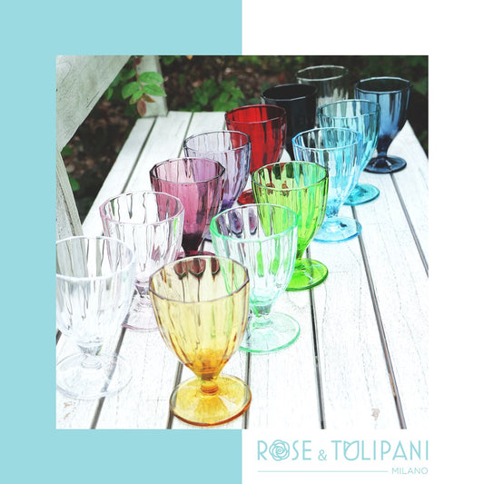 Confezione 6 calici in vetro ambra cc 300 - Ø 8,5 - h 13 cm. Lavabili in lavastoviglie. In negozio e online su tuttochic.it