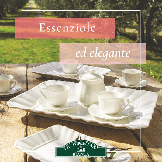 Set di 6 tazzine caffè con piattino in porcellana bianca. Dimensioni con piattino: cm Ø 11; h 5,5 ; 80 cc. Lavabile in lavastoviglie Utilizzabile in microonde Utilizzabile in forno tradizionale. In negozio e online su tuttochic.it