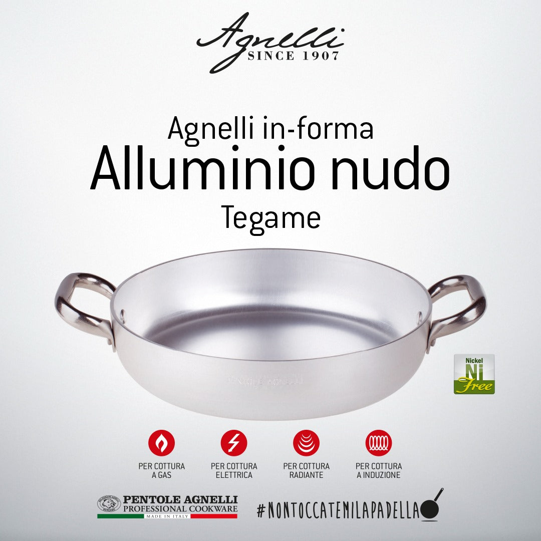 Tegame in alluminio per induzione con due maniglie inox. Arrostire - Brasare - Stufare Il tegame è in tipo di strumento usato in cucina, affine alla casseruola bassa. E' caratterizzato da: fondo ampio, pareti non molto alte, due manici e può essere dotato di coperchio. In negozio e online su tuttochic.it
