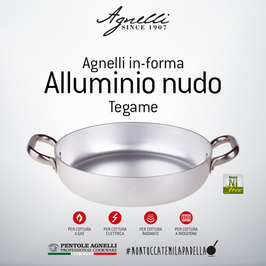 Tegame in alluminio per induzione con due maniglie inox. Arrostire - Brasare - Stufare Il tegame è in tipo di strumento usato in cucina, affine alla casseruola bassa. E' caratterizzato da: fondo ampio, pareti non molto alte, due manici e può essere dotato di coperchio. In negozio e online su tuttochic.it