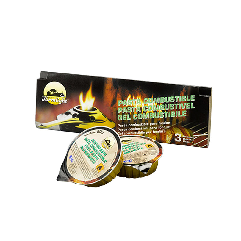 Set di 3 cartucce in pasta gel combustibile per fondute. Diametro cartuccia: Ø inferiore cm 7, Ø superiore cm 9. Clicca per leggere le note di sicurezza. In negozio e online su tuttochic.it