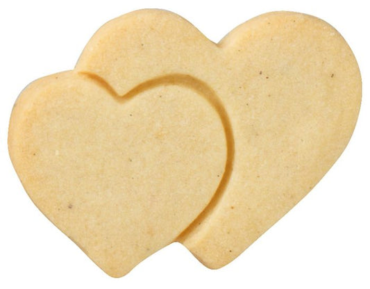 Tagliabiscotti con due cuoricini uno sopra l'altro, uno grande e uno piccolo, in acciaio inox cm 6,5, lavabile in lavastoviglie. Matrimonio e San Valentino Coccola i tuoi cari in questi giorni speciali con prelibatezze sfornate con amore. In negozio e online su tuttochic.it
