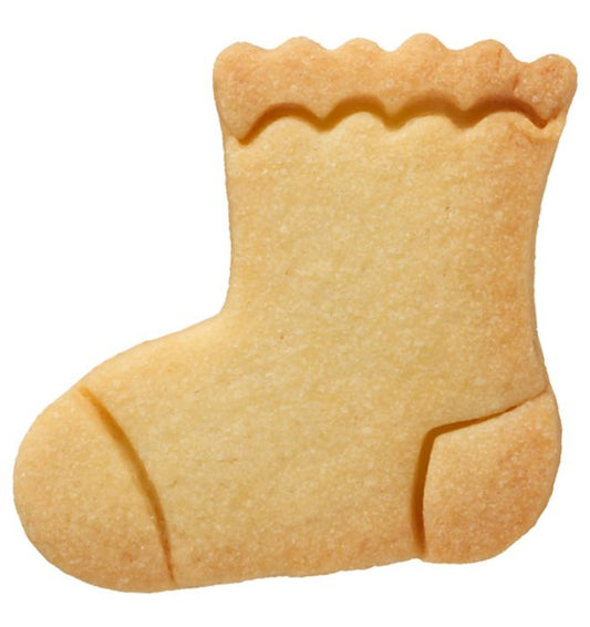 Tagliabiscotti Calzino Bebè, con goffratura interna, in acciaio inox 6 cm, lavabile in lavastoviglie. I nostri tagliabiscotti possono essere utilizzati anche per pane, burro, formaggio, salsiccia, frutta... In questo modo puoi potenziare ogni buffet e ogni pausa pranzo. In negozio e online su tuttochic.it