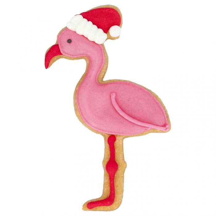 Tagliabiscotti Fenicottero di Natale, con goffratura interna, in acciaio inox 10 cm, lavabile in lavastoviglie. Hai mai decorato il tuo albero di Natale con i tagliabiscotti? No? È giunto il momento! Attacca un nastro decorativo al tagliabiscotti e appendi le forme all'albero. In negozio e online su tuttochic.it
