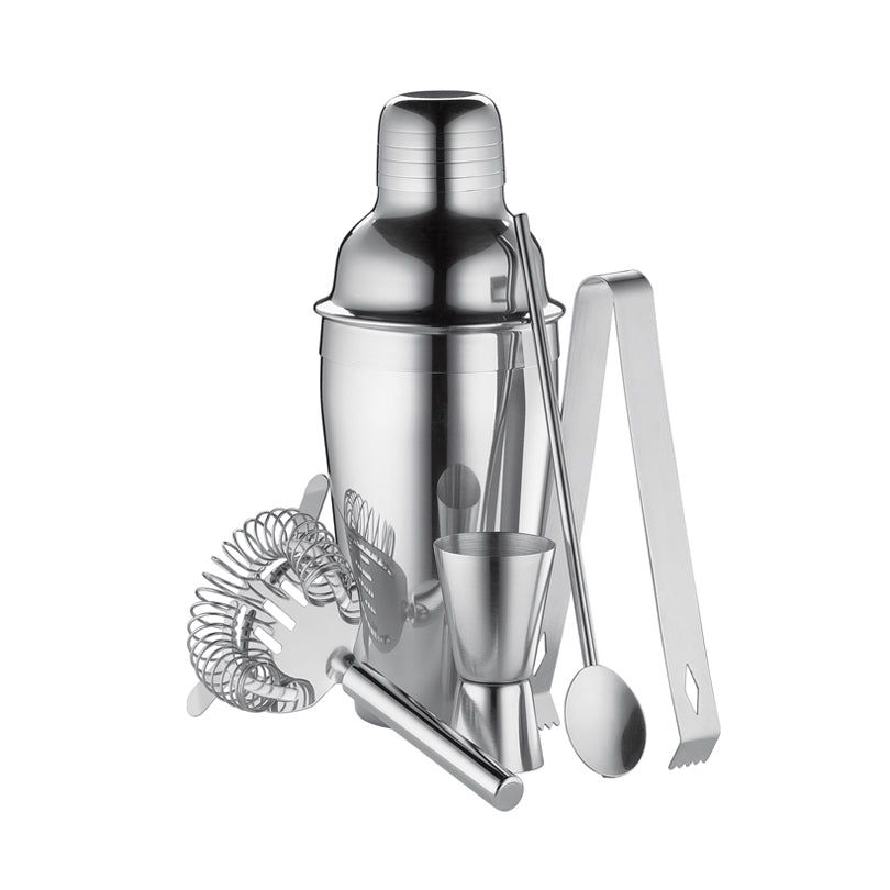 Con il set da bar da 5 pezzi, puoi creare cocktail, short e long drink come un professionista. Lo shaker per cocktail, il misurino da bar, il colino da bar, le pinze per il ghiaccio e il cucchiaio sono realizzati in acciaio inossidabile. In negozio e online su tuttochic.it