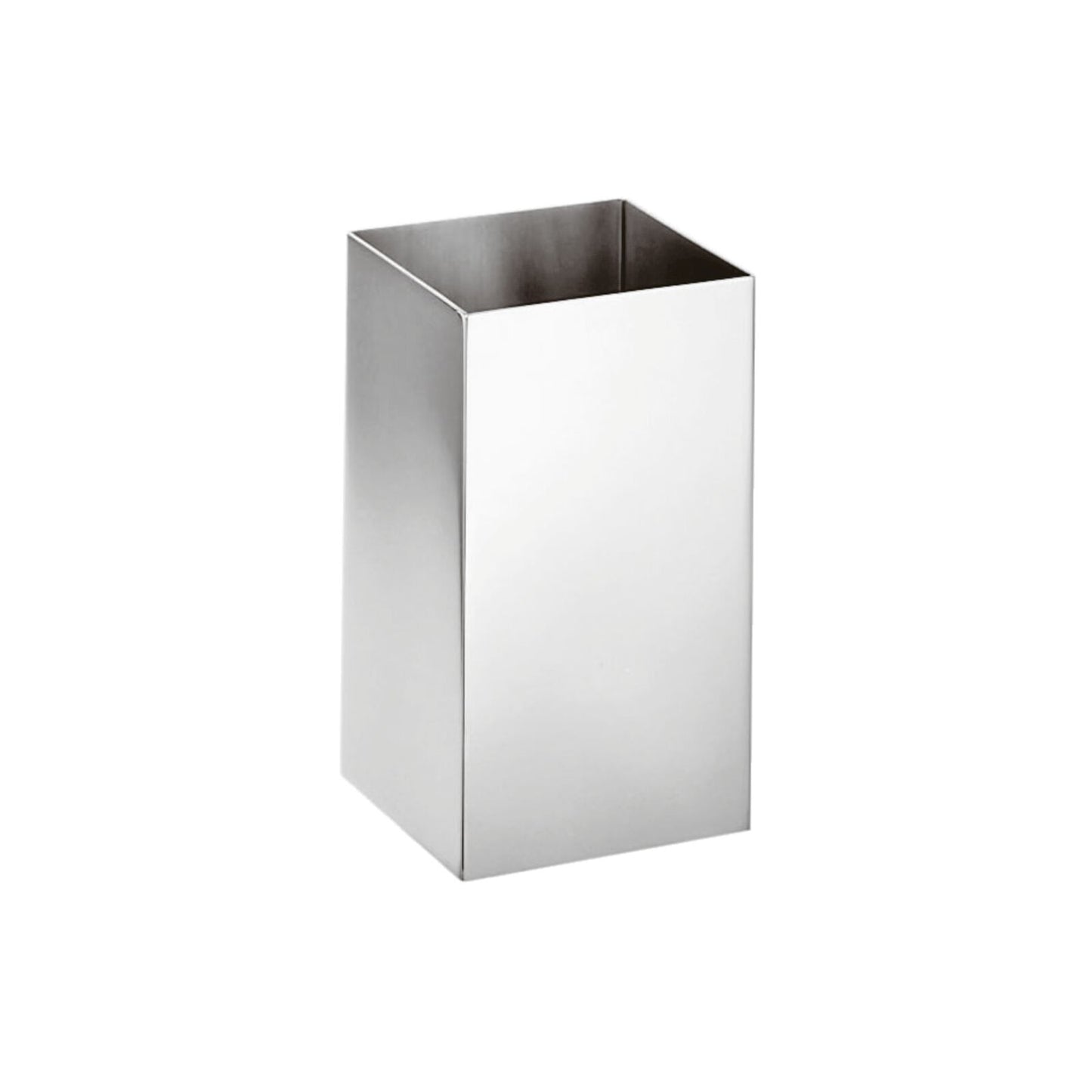 Contenitore portaspazzolini, penne, fiori ecc. in acciaio inox lucido. Dimensioni: cm 5 x 5 x 11 h. In negozio e online su tuttochic.it