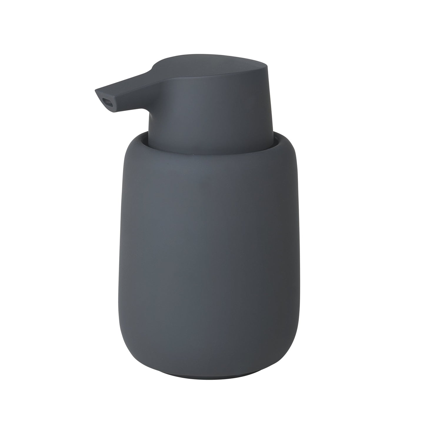 Il dispenser di sapone SONO nell'elegante colore magnet (grigio scuro) ha una capacità di 250 ml di sapone liquido. La superficie opaca, morbida e vellutata è piacevole al tatto. Dimensioni: cm 8,6 x 14,5 h. In negozio e online su tuttochic.it