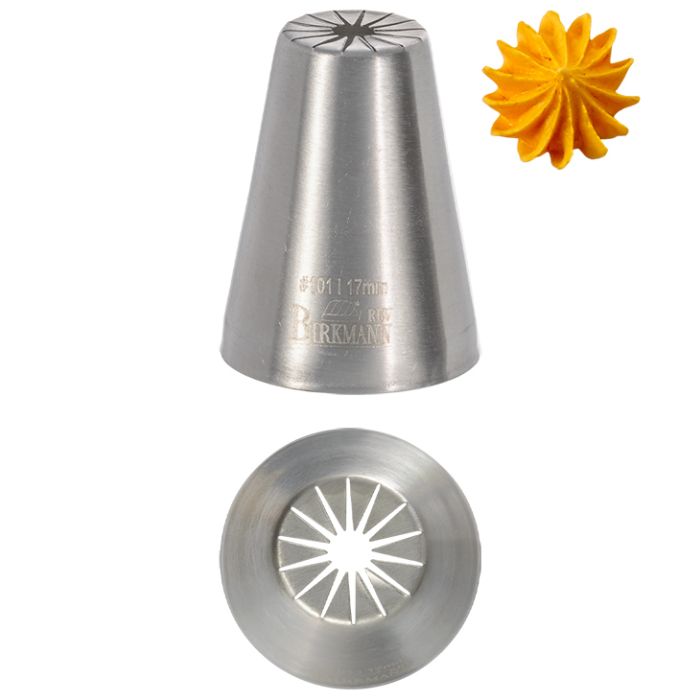 Bocchetta N. 101 di design per sac a poche realizzato in un unico pezzo in acciaio inox, ideale per creare decorazioni artistiche su cupcake, crostate e pasticcini. Dimensioni: 3,0 x 3,0 x 4,1 cm, foro di uscita Ø 17 mm. In negozio e online su tuttochic.it