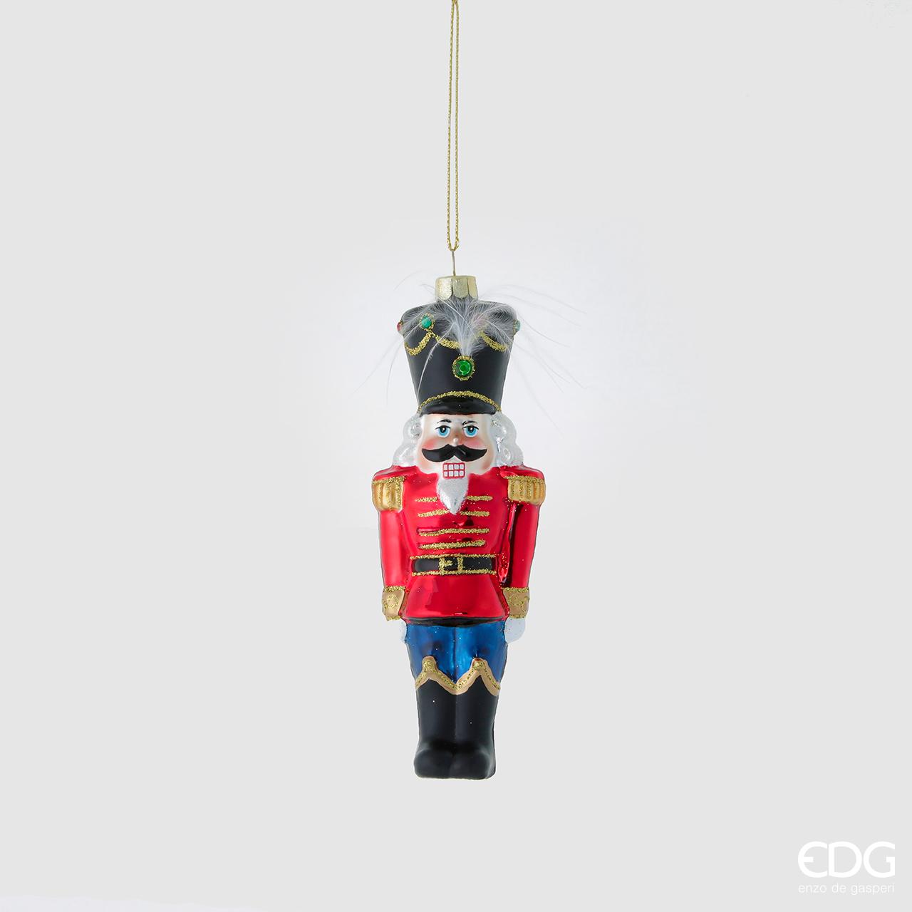 Decorazione soldatino in vetro con piume.Dimensione: cm 5 x 15 h