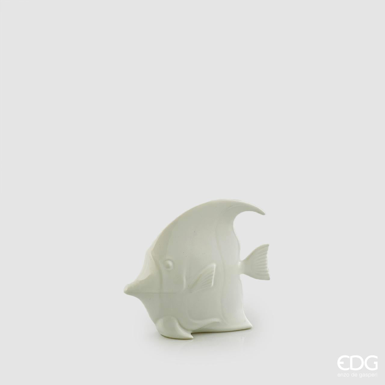 Pesce Disco in porcellana bianca. Dimensioni: cm 19 x 6 x 15 h. Made in Italy. In negozio e online su tuttochic.it