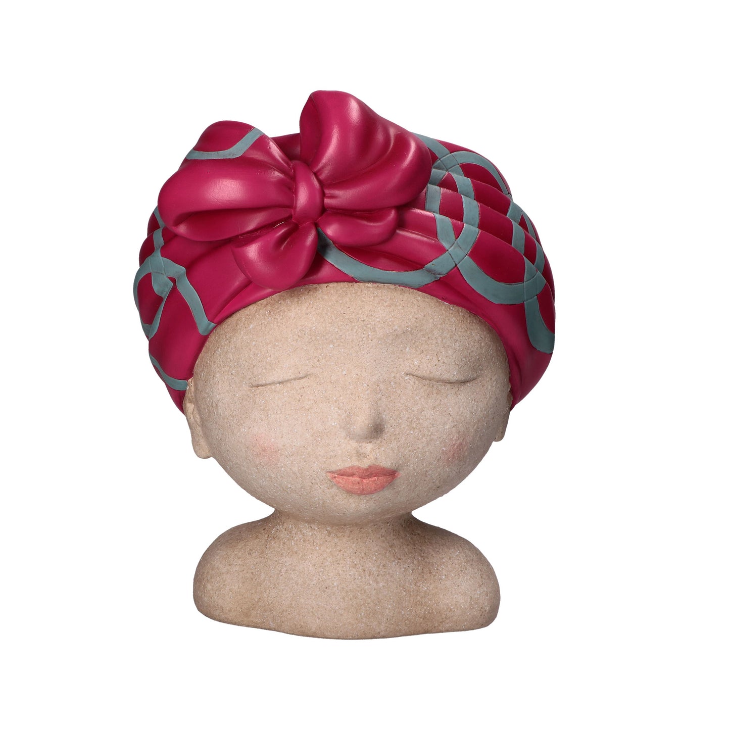Cachepot in resina con turbante decorato di colore fucsia. Dimensioni: cm 20 x 19 x 34 h. CON… TURBANTE BELLEZZA Ad occhi aperti le vedi, ad occhi chiusi le sogni. Le donne del Sud America hanno una conturbante bellezza. Femminili cachepot da collezione, omaggio a Carmen Miranda. In negozio e online su tuttochic.it