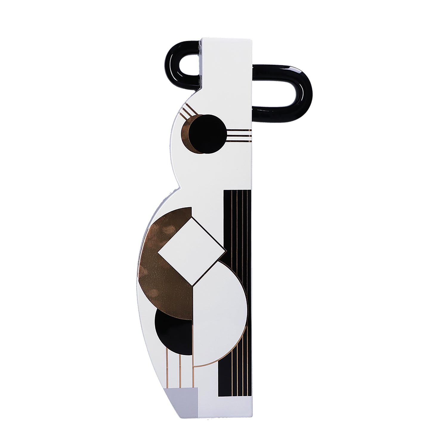 Vaso realizzato in ceramica lucida con decorazione stile Picasso su entrambi i lati, un lato colorato (come figura), l'altro completamente bianco. Collezione Drittonegliocchi. Dimensioni: cm 26,5 x 10 x h 55,5. In negozio e online su tuttochic.it