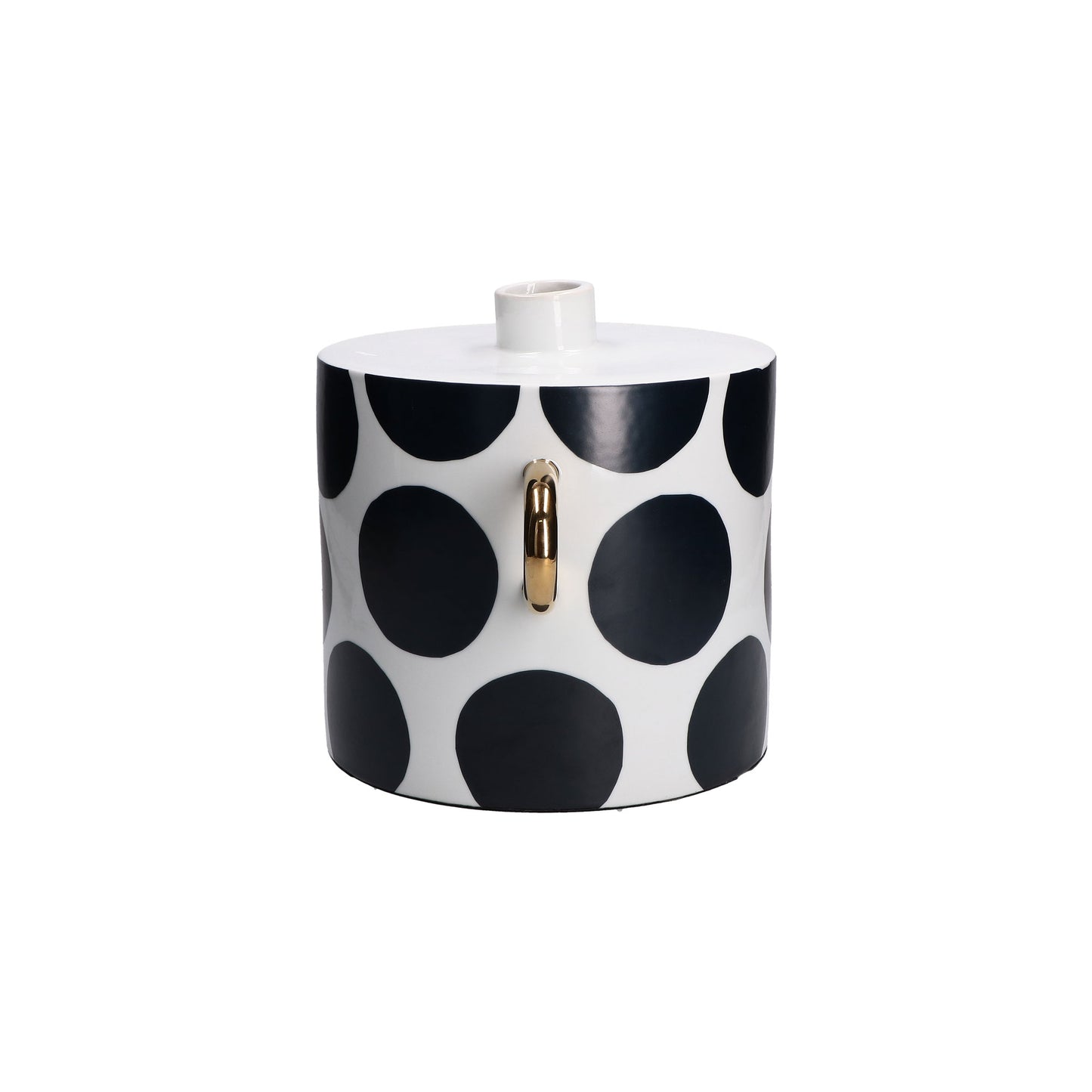 Vaso in porcellana decorata di colore bianco, nero (guarda che è blu) e oro. Dimensioni: cm 32.5 x 21.5 x 22 h. In negozio e online su tuttochic.it