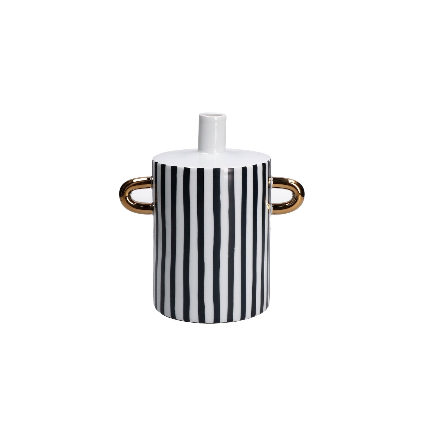 Vaso in porcellana decorata di colore bianco, nero (guarda che è blu) e oro. Dimensioni: cm 20 x 13 x 20.5 h. In negozio e online su tuttochic.it