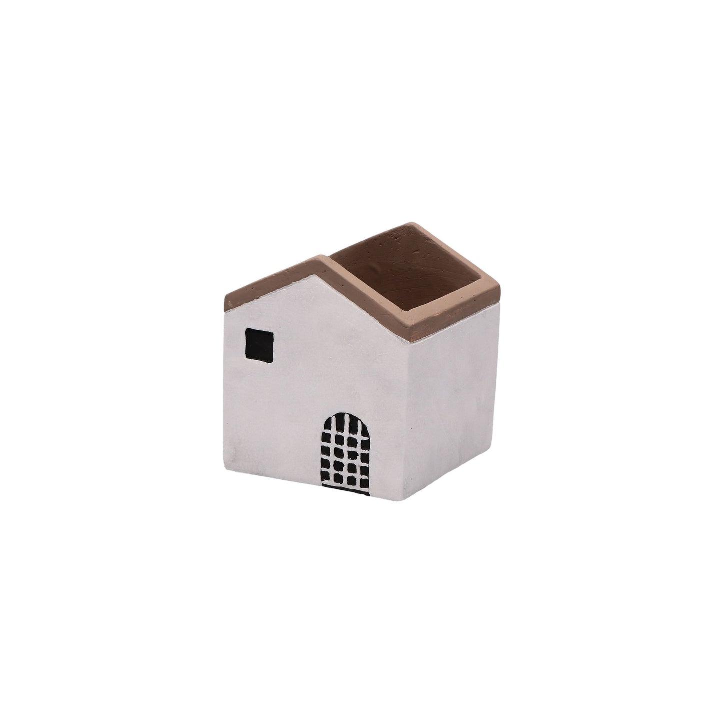 Cachepot a forma di casetta in resina cementizia decorata. Dimensioni: cm 11 x 11 x 12.5 h. In negozio e online su tuttochic.it