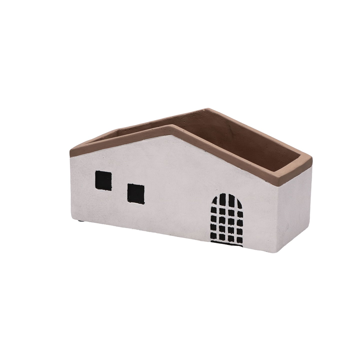 Cachepot a forma di casetta in resina cementizia decorata. Dimensioni: cm 24 x 10 x 12 h. In negozio e online su tuttochic.it