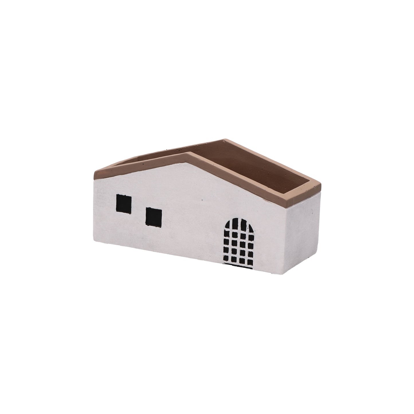 Cachepot a forma di casetta in resina cementizia decorata. Dimensioni: cm 20 x 8 x 10 h. In negozio e online su tuttochic.it