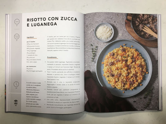 Ricettario Instant Pot con 22 ricette italiane degli chef Daniele Persegani e Antonio Paolino. Un ricettario completo e peculiare, con pietanze famigliari ma anche diverse dal solito, accompagnate da tutte le informazioni utili per procedere a mente sicura e ottenere sempre risultati spettacolari con Instant Pot.