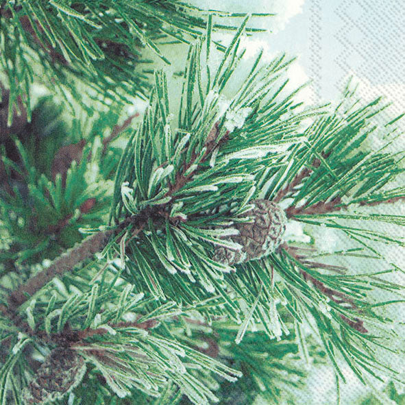 Confezione di 20 tovaglioli di carta a 3 veli decorati "Giornata d'Inverno ghiacciata". Dimensioni: cm 33 x 33. Made in Germany. In negozio e online su tuttochic.it