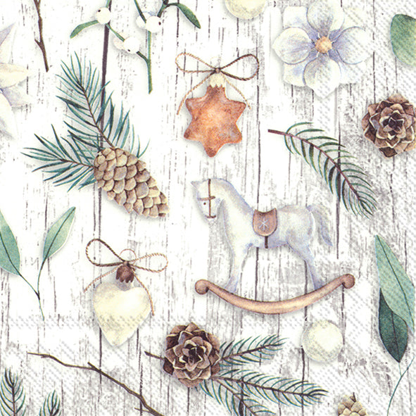 Confezione di 20 tovaglioli di carta a 3 veli decorati con tema natalizio fondo grigio . Dimensioni: cm 33 x 33. Made in Germany. In negozio e online su tuttochic.it