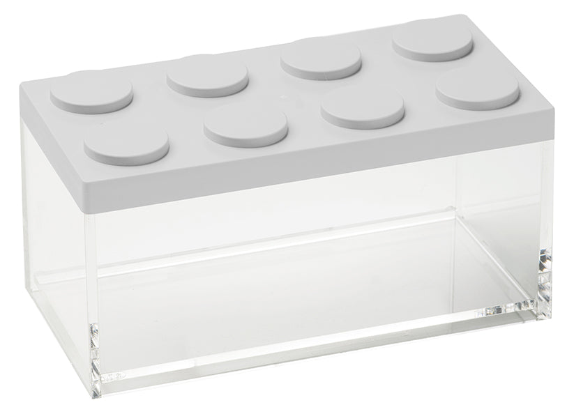 Barattolo contenitore ermetico in acrilico trasparente con coperchio in stile Lego, assemblabili e modulabili. Utilizzabili non solo in cucina, lavabili in lavastoviglie, idonei al contatto alimentare. Dimensione: cm.10 x 20 x h 10,5 Capacità: lt.1,5 Colore: bianco Made in Italy