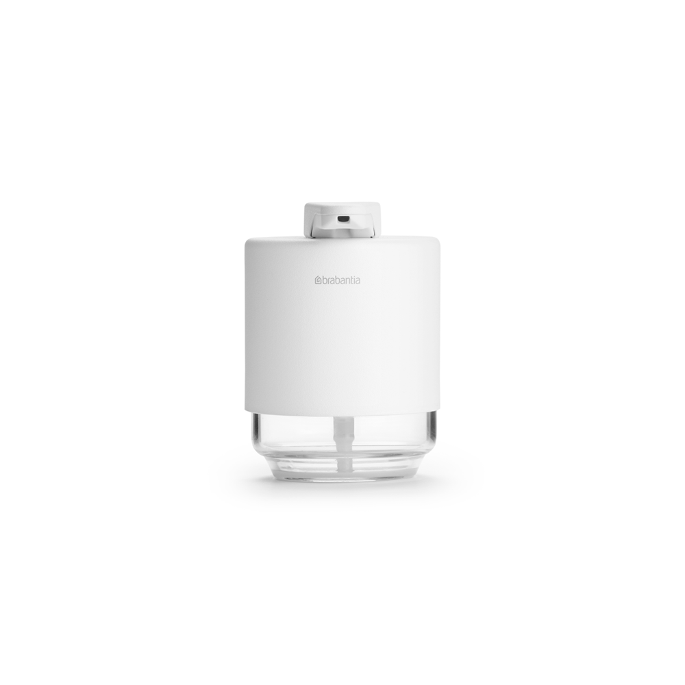 Dosatore di Sapone MindSet Brabantia mineral fresh white. Un accessorio di classe realizzato in vetro e metallo. Multifunzionale - il grande ugello funziona benissimo anche per le lozioni. Facile da pulire. Peso 0.3 kg Altezza: 11 cm Lunghezza: 9,5 cm Larghezza : 8 cm. In negozio e online su tuttochic.it
