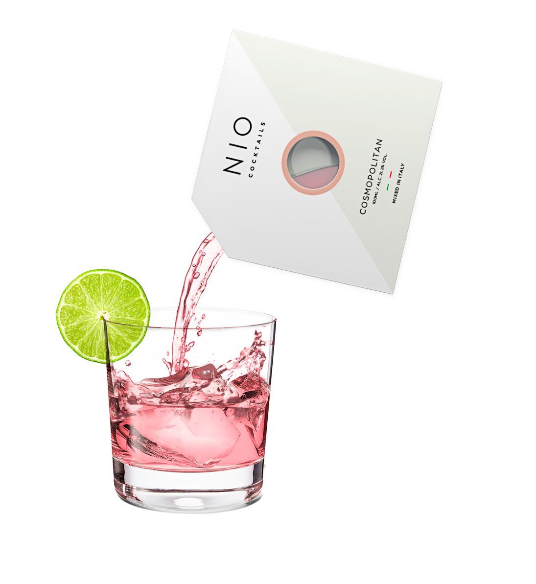 Cocktail Cosmopolitan Un classico moderno con Ketel One, arancia dolce-piccante di Cointreau, mirtillo rosso e lime. I cocktail NIO sono creati su ricetta di Patrick Pistolesi, miscelati artigianalmente in Italia e confezionati in packaging di design 100% riciclabile. In negozio e online su tuttochic.it