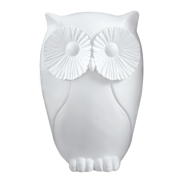 Figura Gufo in resina bianca opaca. Dimensioni: cm 17 x 23 x 26 h. In negozio e online su tuttochic.it
