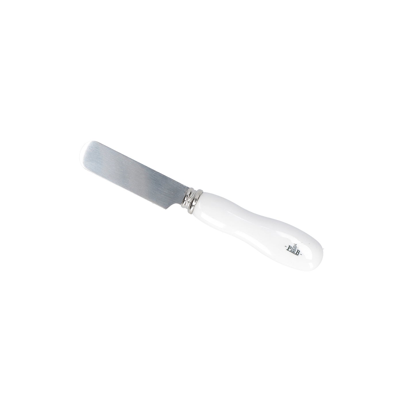 Coltello spalmaburro in acciaio inox con manico in porcellana. Dimensioni: 13 x 13,5 x h1,5 cm Lavabile in lavastoviglie. In negozio e online su tuttochic.it